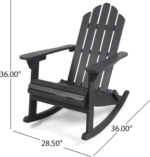 Miniatura 3 de Christopher Knight Home Cara Adirondack - Silla mecedora de madera de acacia para exteriores, acabado gris oscuro