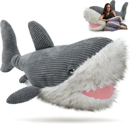 MorisMos Animal de Peluche Gran Tiburón Blanco Almohada de Peluche, Juguete Gigante de Tiburón Mako de 47 pulgadas para Niños y Adultos, Regalo