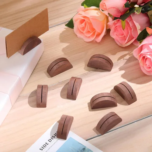 Miniatura 3 de Maitys 48 soportes de madera para números de mesa de boda, soporte para nombre de mesa de boda, diseño semicircular, tarjeteros con 48 tarjetas