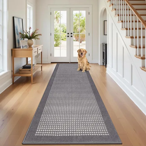 Miniatura 24 de Ileading Alfombra de pasillo de lavandería de 2 x 6 pies, antideslizante, con parte trasera de goma, lavable a máquina, alfombra gris
