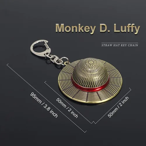 Miniatura 2 de Batustou Llavero de una pieza con sombrero de paja Luffy de anime, llavero de piratas de 2 pulgadas, accesorios para mujeres, hombres y niños