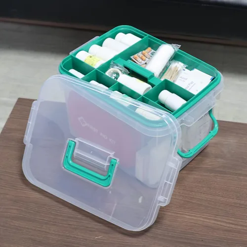 Miniatura 7 de Vababa Caja de primeros auxilios transparente, contenedor de almacenamiento de plástico con tapa de bloqueo y asa