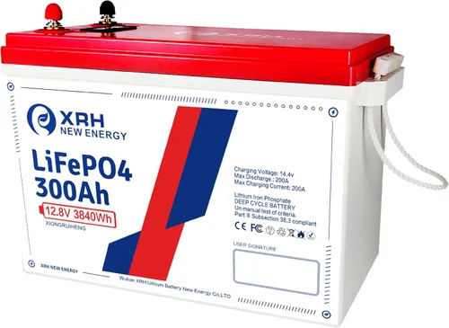 XRH - Batería de litio LiFePO4 de pequeño volumen de 12 V 300 Ah, BMS integrado de 200 A, potencia máxima de 2560 W, 4000-15000 ciclos profundos y