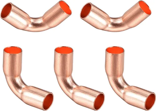 DTGN 1/4 pulgadas (diámetro interior) de 90 grados de montaje de tubería de cobre - 5 unidades - bueno para sistema de tuberías de agua - adaptador