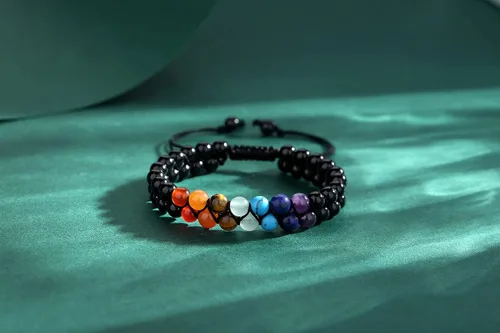 Miniatura 5 de QINJIEJIE Pulsera de cuentas de chakras para meditación, relajación, ansiedad, pulsera de cristal curativo para mujeres y hombres, Piedra Cristal
