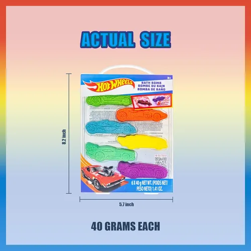 Miniatura 7 de Bombas de baño de 6 piezas Hot Wheels para niños, con aroma a chicle, juguetes de baño para niños, a partir de 3 años, de Townley Girl