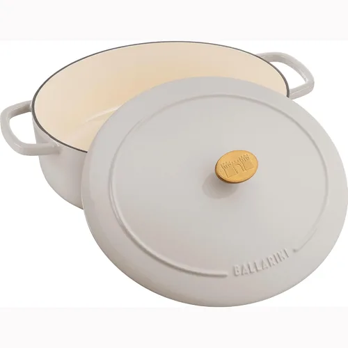 Miniatura 4 de BALLARINI Bellamonte Horno holandés ovalado de hierro fundido de 4.75 cuartos de galón, color blanco crema