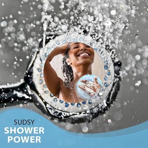 Miniatura 5 de SHOWER BOUQUET Juego de esponja de baño de esponja de baño azul+rosa/ 2 pliegues en 1/ Puf grande de 2.12 oz paquete de 4 unidades Body Luffa