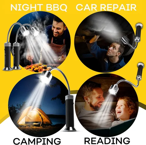 Miniatura 5 de Juego de 2 luces LED flexibles para parrilla, la luz perfecta para accesorios de parrilla con base magnética de 360 grados y cuello de cisne