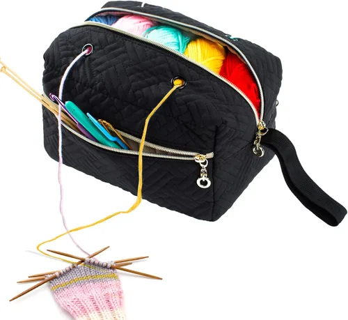 Miniatura 9 de MYBAGZING Organizador Pequeño de Bolsa de Crochet - Bolsa de Tejer - Organizador de Almacenamiento de Hilo - Bolsa de Hilo para Crochet - Soporte