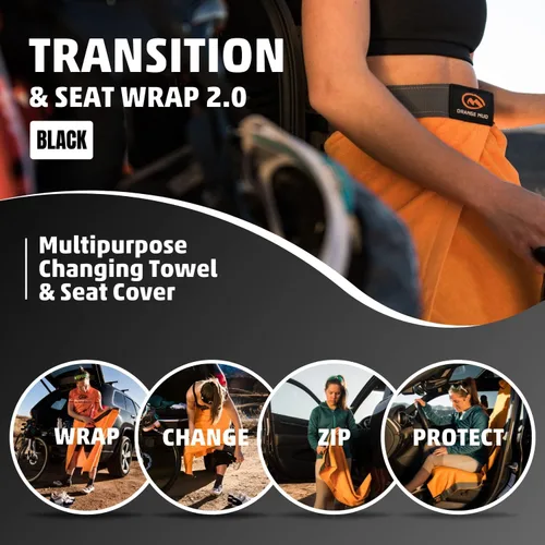 Miniatura 2 de Orange Mud Transition & Envoltorio para Asiento V2.0, Funda para Asiento Automotriz, Kilt Cambiable y Toalla Multiusos (Negro)