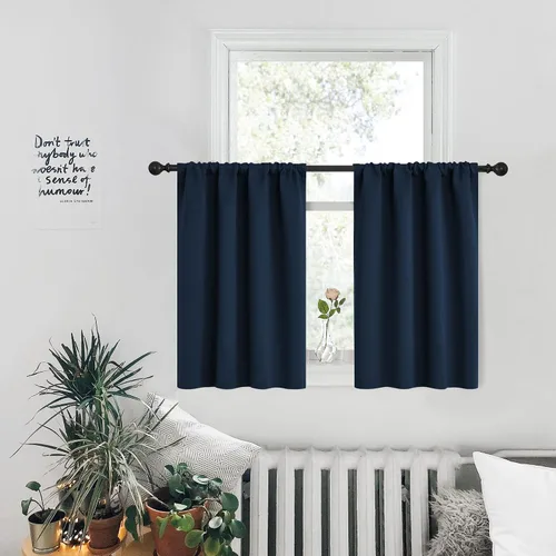 Miniatura 99 de PONY DANCE Cortinas cortas con aislamiento térmico para ventana pequeña, para guardería, baño, cocina, lavandería, caravana, sótano, 29 pulgadas