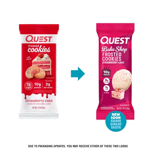 Miniatura 2 de Quest Nutrition Galletas Glaseadas Paquete Doble, Pastel de Fresa, 1g Azúcar, 10g Proteína, 2g Carbohidratos Netos, Sin Gluten, 16 Galletas