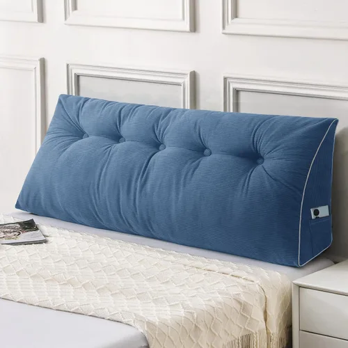 Miniatura 35 de Sasttie - Almohada de cabecero completa, almohada de cuña para cabecero para sentarse en la cama, cojín triangular de apoyo para la espalda