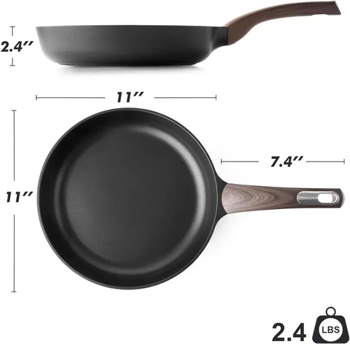 Miniatura 2 de SENSARTE Nonstick Frying Pan Skillet, Egg pan, Omelette Pan, Healthy Cookware Chef's Pan, PFOA Free, 11 Inch, Black Negro clásico
