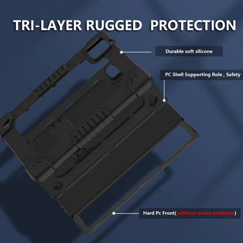 Miniatura 3 de Funda protectora para tableta Revvl Tab 5G de Tmobile Revvl Tab 5G, resistente correa de hombro de silicona y parte trasera dura a prueba de golpes
