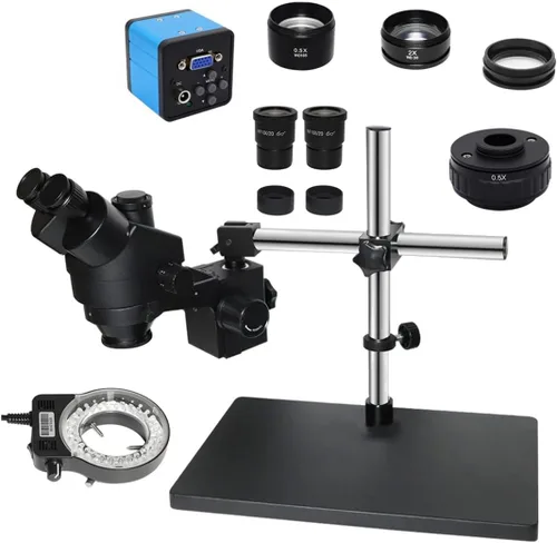 Miniatura 6 de Kit de accesorios para microscopio, 38 MP H_DMI digital USB 3.5X-90X simul-Focal Trinocular estéreo, microscopio de la industria para reparación
