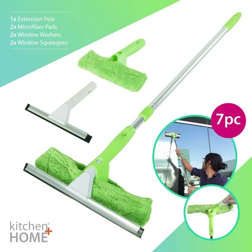 Miniatura 4 de Limpiacristales profesional 3 en 1. 2 Paños de microfibra con palo con extensible. Para vidrios y auto.
