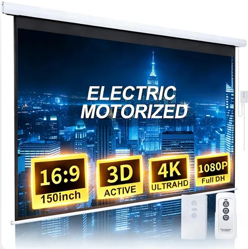 Miniatura 10 de Pantalla de Proyector Motorizada de 84 Pulgadas 16:9 HD, Pantalla de Proyector Eléctrica Desenrollable con Control Remoto, Pantallas de Proyector