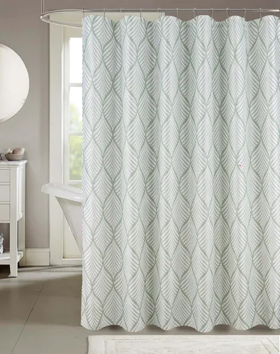 Miniatura 9 de Serafina Home Cortina de ducha bohemia, diseño floral de mandala azul marino, verde azulado, blanco, tela, 72 x 72 pulgadas, resistente a