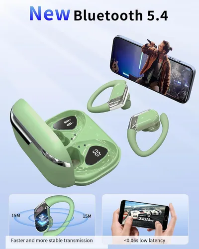 Miniatura 2 de Auriculares inalámbricos, auriculares Bluetooth 5.4 2026 con cancelación de ruido deportivo, auriculares sobre la oreja con ganchos para los oídos