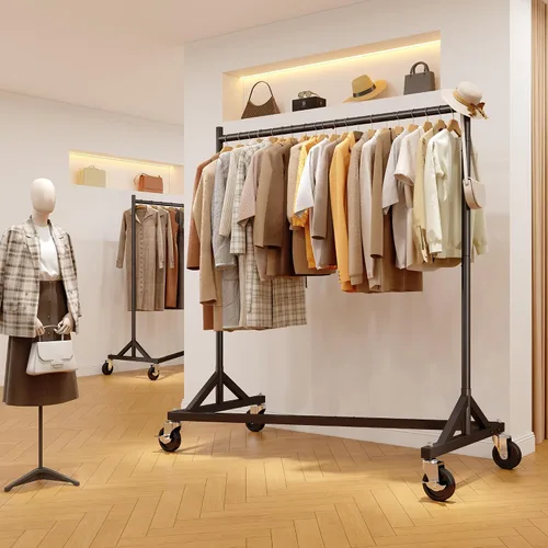 Miniatura 5 de HOKEEPER Perchero Z con capacidad para 500 libras, resistente perchero de ropa comercial para colgar ropa con ruedas, estante Z portátil