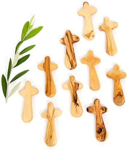 Miniatura 4 de Cruz certificada de madera de olivo de Tierra Santa (10, cruz de bolsillo pequeña)