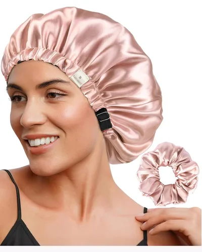 Miniatura 18 de YANIBEST Gorro de satén ajustable de doble capa para dormir, gorro para el cabello para mujeres con cabello rizado natural, color salvia