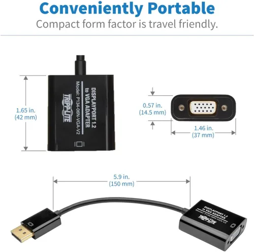 Miniatura 5 de Tripp Lite Eaton Tripp Lite P134-06N-VGA-V2 Cable adaptador DisplayPort a VGA, DisplayPort 1.2, DP a VGA, 6 pulgadas / 6.0 in, 3 años de garantía