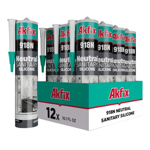 Miniatura 12 de Akfix 905N - Calafateo de silicona transparente 100% para construcción y construcción (12 x 10.5 onzas líquidas), sin disolventes, bajo olor