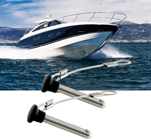 Miniatura 6 de Diámetro de 3/16 pulgadas de acero inoxidable de nailon negro con cordón, pasadores de tracción superior de Bimini marino para bisagra giratoria