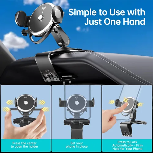 Miniatura 4 de Soporte de teléfono para tablero de automóvil, soporte universal de rotación de 360° para automóvil, soporte de teléfono multifuncional con clip