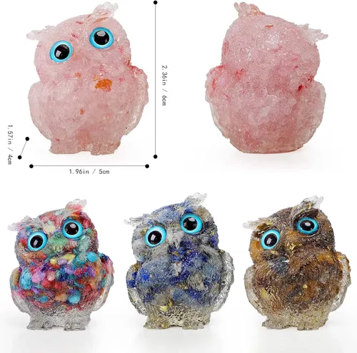 Miniatura 4 de Adorable figura de búho de 2.4 pulgadas, bonita estatua de búho de cristal natural, detalles de estante para decoración de oficina en casa y amantes