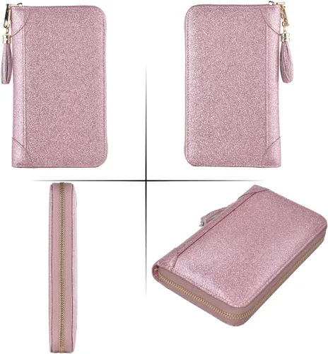 Miniatura 6 de Easyoulife - Monedero de cuero con cremallera, billetera portatarjetas para mujer, bloqueo RFID
