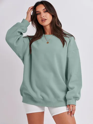 Miniatura 5 de ANRABESS Sudadera de gran tamaño para mujer, de forro polar, manga larga, cuello redondo, informal, para otoño 2023, ropa de moda