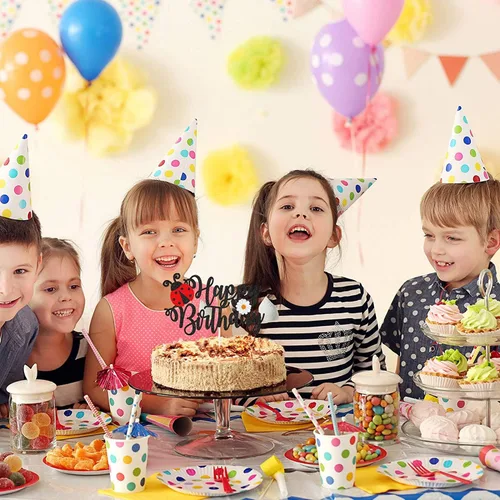 Miniatura 6 de Decoración para tarta de cumpleaños de mariquita y margarita, suministros de fiesta de cumpleaños con temática de mariquita, decoración de fiesta