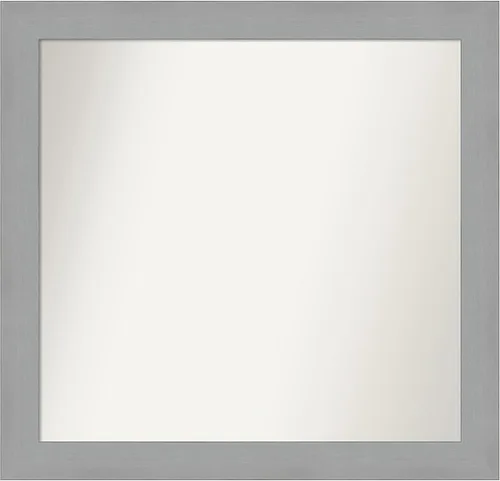 Miniatura 318 de Amanti Art Espejo de baño plateado para sobre fregadero, 23 x 23 pulgadas, espejo cuadrado plateado en ángulo, marco de madera moderno medio, se