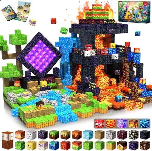 Miniatura 10 de GraceDuck Bloques magnéticos con caja de hierro, 45 bloques de construcción magnéticos de viaje, juego educativo STEM de construcción para niños a