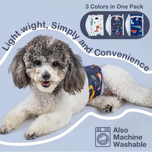 Miniatura 6 de MICOOYO Pañal para Perro Macho Ligero Envolturas para Perro Pañales Lavables para Perros Bandas para Vientre de Perrito para Perros Machos, Pañales