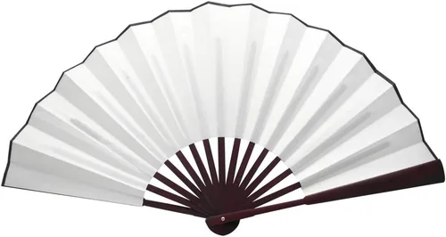 Miniatura 9 de TRENDBOX Ventilador plegable de mano tradicional chino de tela de nailon de 12 pulgadas, ventilador de mano para dibujo artístico, refrescante