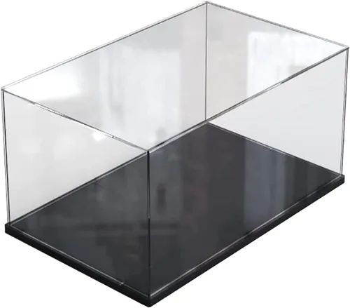 Miniatura 8 de Vitrina de acrílico transparente para juguetes coleccionables, caja de acrílico para ensamblar, escaparate de protección a prueba de polvo con base