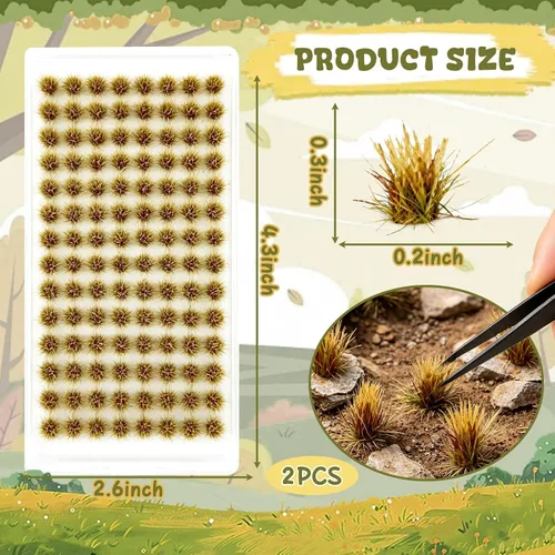 Miniatura 2 de Juego de 208 piezas de césped estático modelo de césped artificial ferroviario, césped artificial en miniatura, kit de terreno para bricolaje, Set B