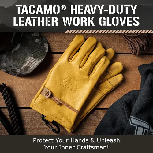 Miniatura 2 de Guantes de trabajo de cuero resistentes para hombres y mujeres - Guantes de jardinería de cuero de vaca 100% amarillo