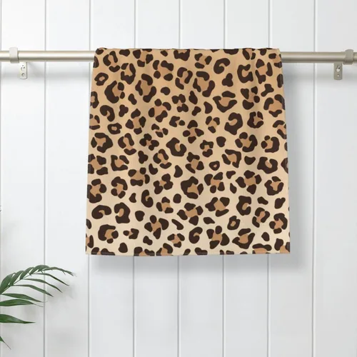 Miniatura 2 de Perinsto Toalla de mano con estampado de leopardo, toalla decorativa de piel de animal, multiusos para baño, cocina, gimnasio y spa, 27.5 x 15.7