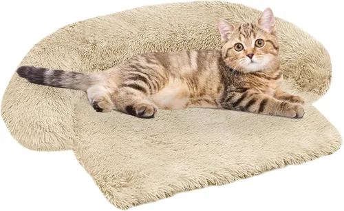 Cama calmante para perro, tapete de felpa esponjosa para perros con protector de muebles con funda extraíble lavable para perros y gatos grandes,