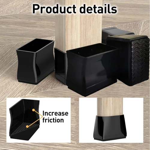 Miniatura 4 de Protectores de suelo rectangulares de 3/4 x 1.5 pulgadas para patas de silla, almohadillas antideslizantes para muebles, suelos de madera dura