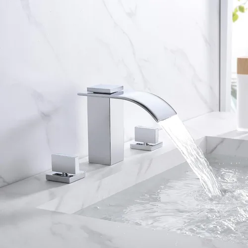 Miniatura 4 de sumerain Cascada de 8 pulgadas grifo de lavabo de baño extendido de 3 agujeros acabado cromado Cromo