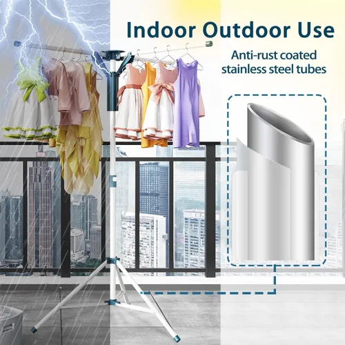 Miniatura 7 de JAUREE Trípode Perchero de Secado de Ropa Plegable para Interiores, Perchero de Secado Portátil para Ropa y de Altura Ajustable, Perchero de Secado