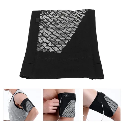 Miniatura 6 de Brazalete deportivo para teléfono, protector negro, adecuado para varios deportes, material ultraligero, diseño reflectante para visibilidad