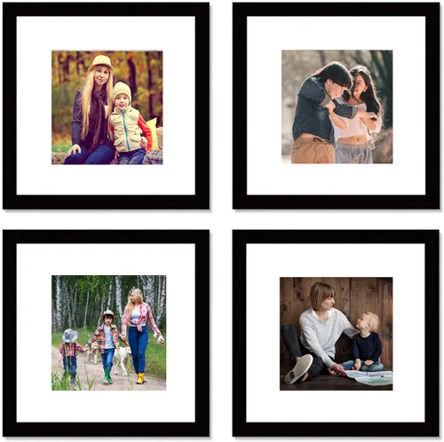 Miniatura 7 de Pojah - Juego de marcos de fotos cuadrados con estera para exhibir fotos de 5x5 o 8x8, vidrio de PVC, para decoración de pared en el hogar u oficina